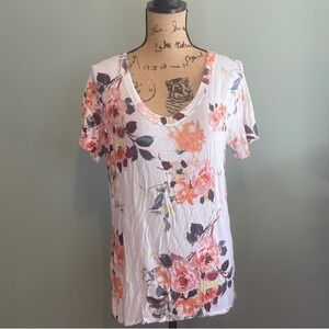 Sweet Claire Womens Soft Boho Chic Floral‎ Cottagecore Bohemian Top White Medium